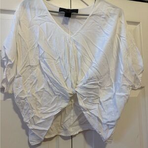 Polly & Esther White Tie Front Short Sleeve Blouse